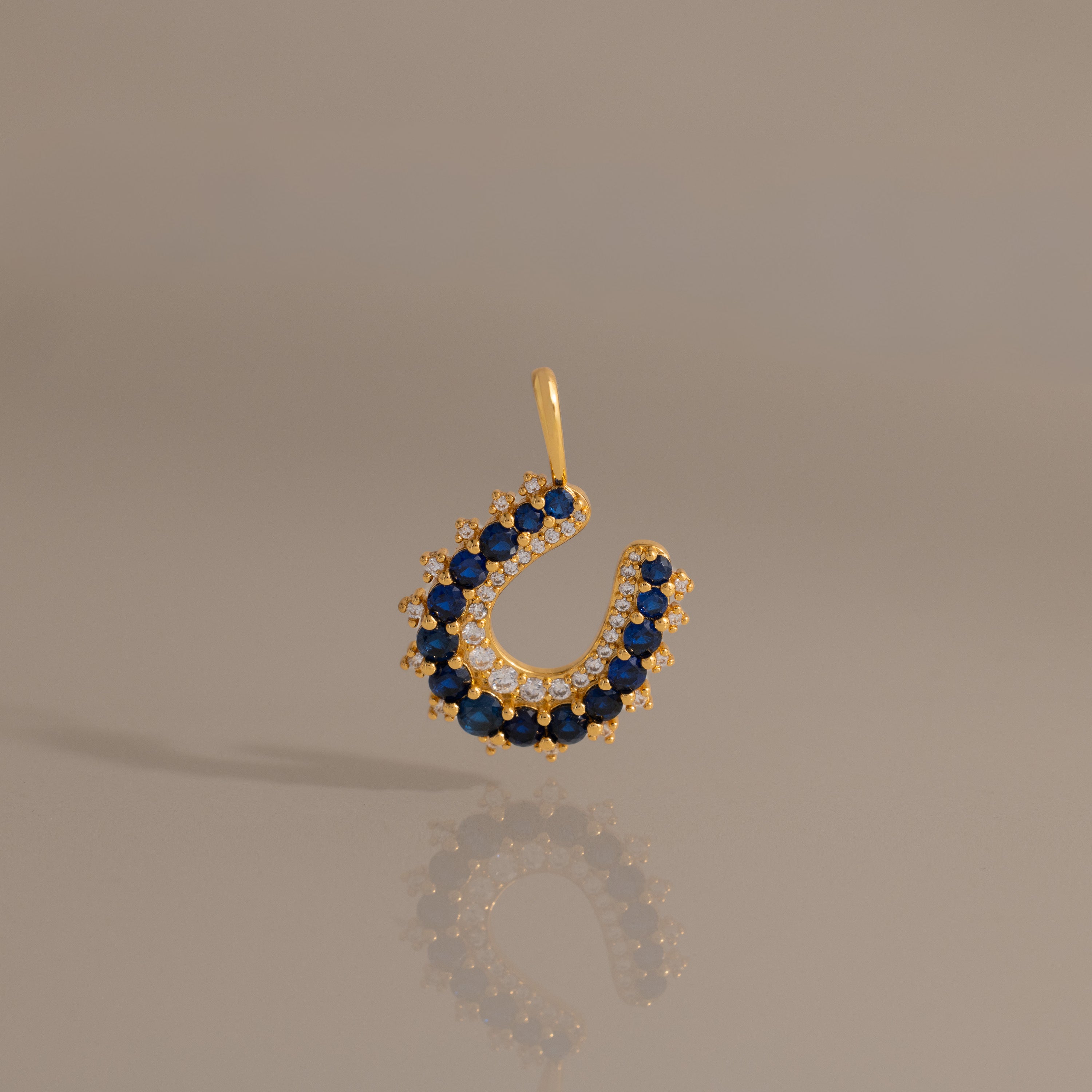 Lucky Sapphire Horseshoe Charm in 18K Gold