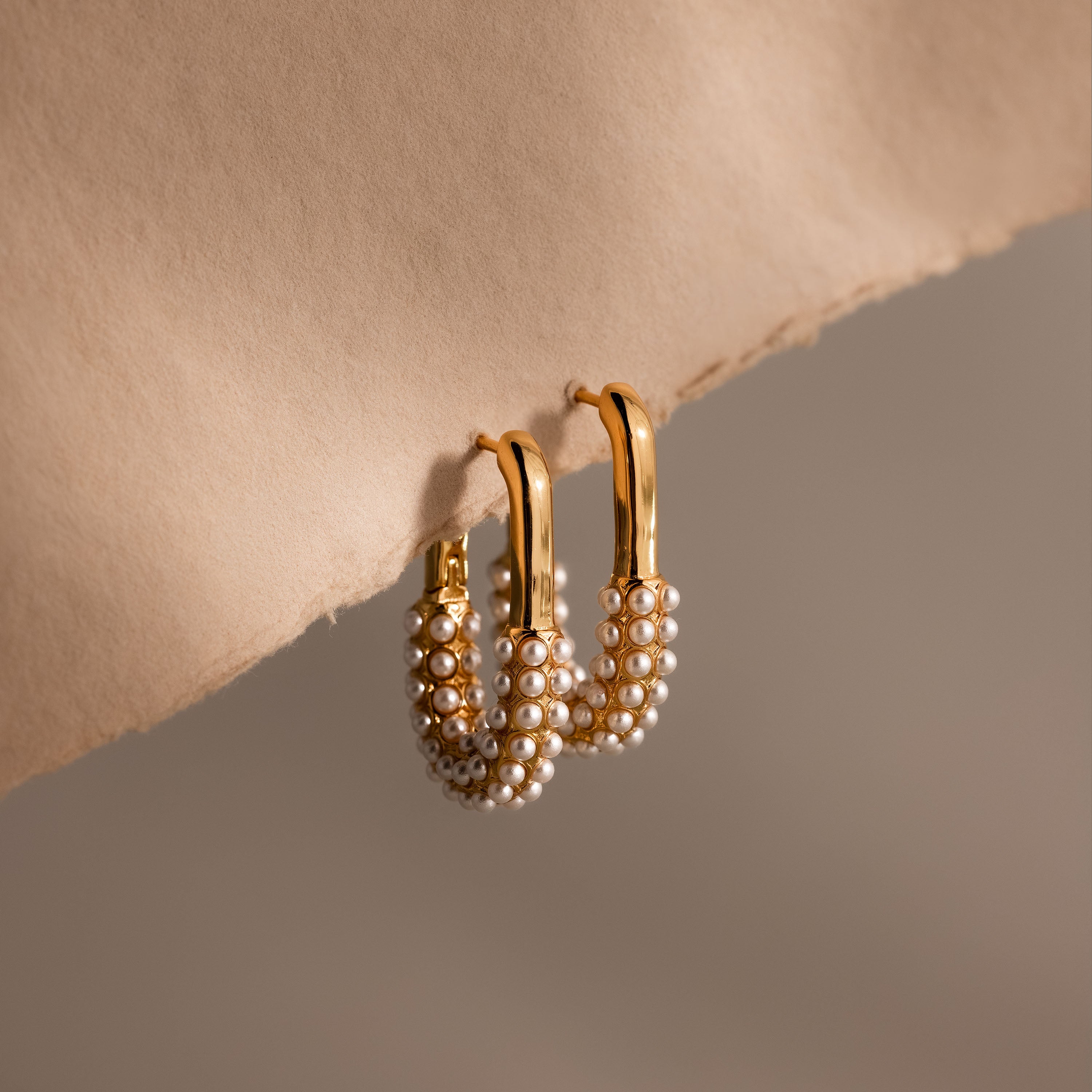 Pearl Cluster Link Hoops in 18K Gold