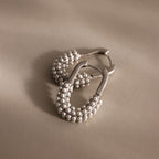 Pearl Cluster Link Hoops in Silver