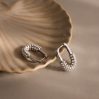 Pearl Cluster Link Hoops in Silver