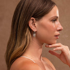 Pearl Cluster Link Hoops in Silver