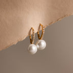 Shimmer Pearl Drop Earrings in 18K Gold