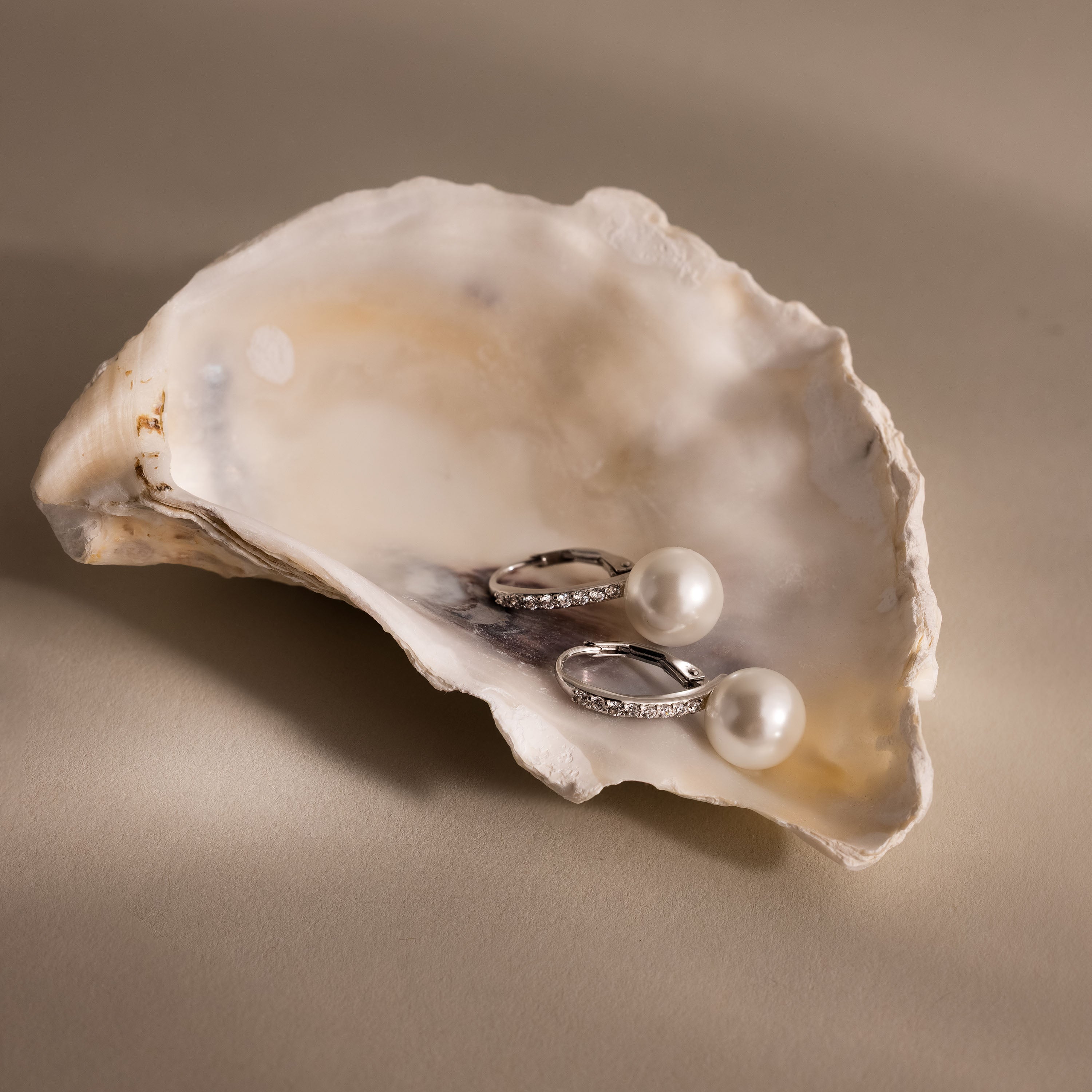 Shimmer Pearl Drop Earrings in Silver