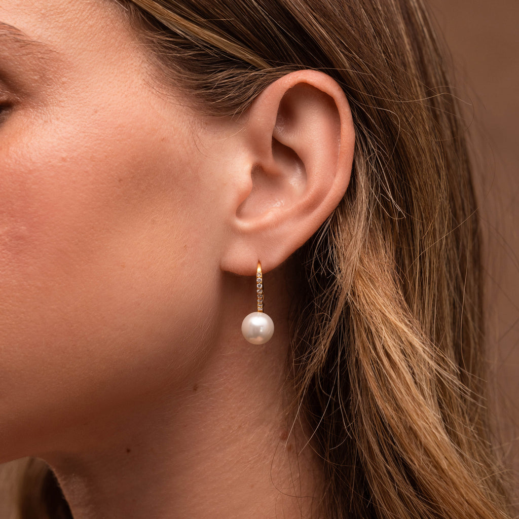 Shimmer Pearl Drop Earrings in 18K Gold