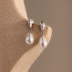 Tiny Pearl Drop Studs in Silver