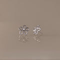 Lila Flower Pearl Studs in Silver