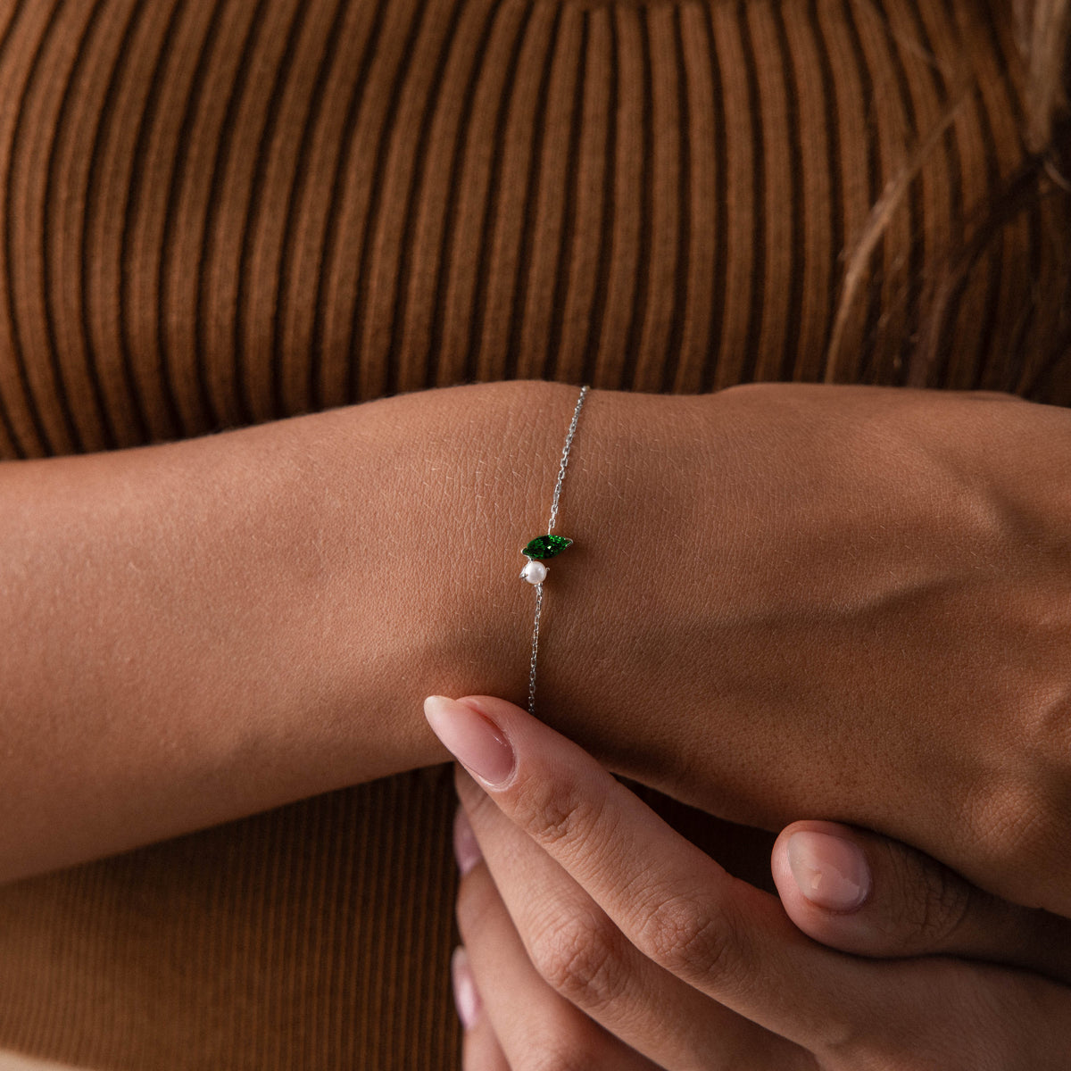 Marquise Peridot & Pearl Bracelet