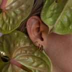 Mini clous d'oreilles en forme de fleur de jade en or 18 carats