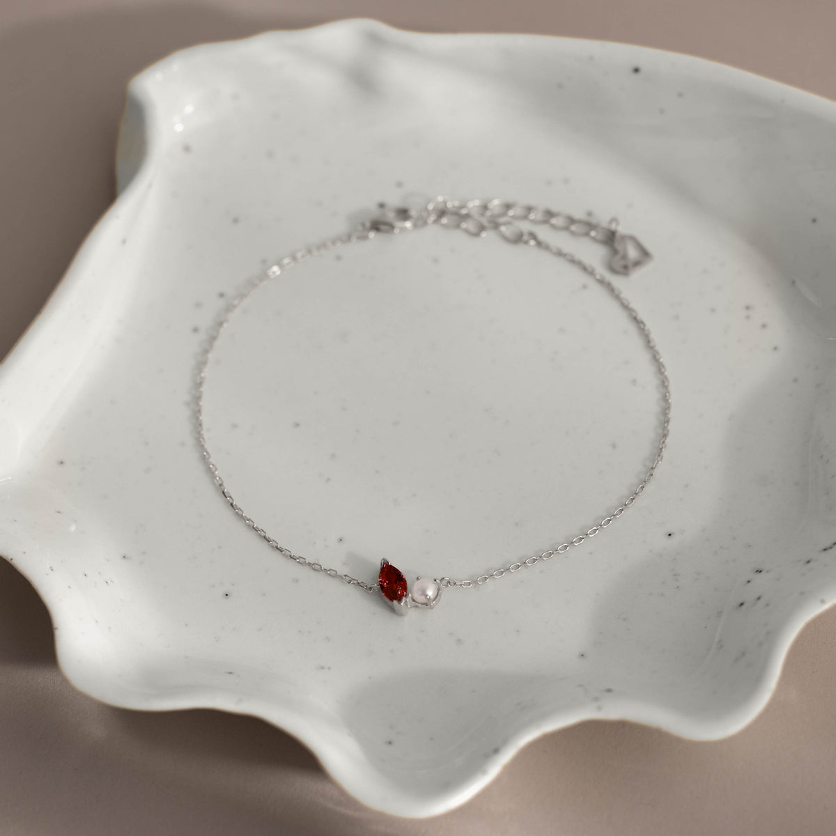 Marquise Garnet & Pearl Bracelet