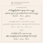 Three script fonts—Font 44, Font 66, and Font 101—shown on a beige background, ideal for customizing the Callie Box Chain Name Necklace in Sterling Silver with your chosen name or charm.