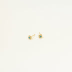 The Boho Turquoise Earring Set features small gold studs with a turquoise center and tiny gold accents, perfect for adding a bohemian touch to your style—ideal for lovers of unique turquoise jewelry.