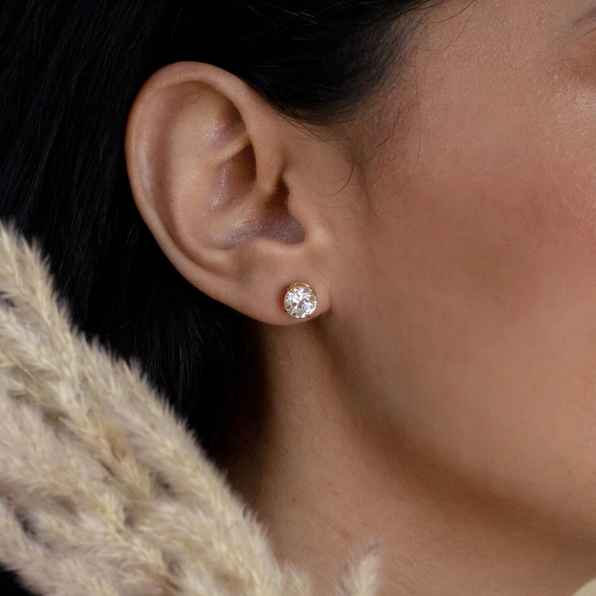 Round Diamond Studs in Silver