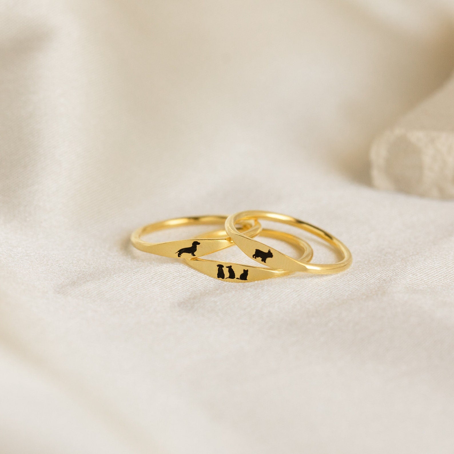 Skeleton Pinky Promise Couple Initial Ring Set | Friendship Rings - Veeaien  Designs