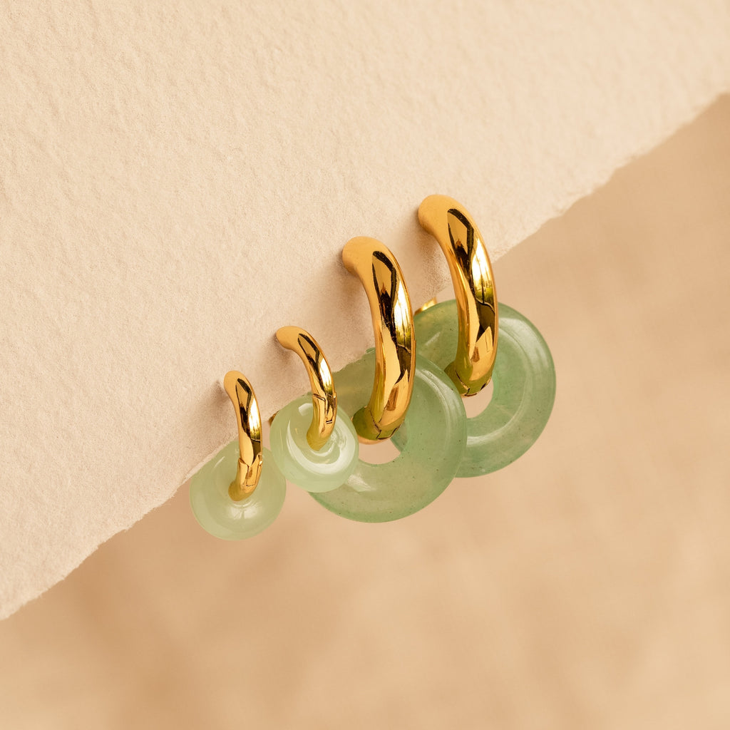 Dainty Jade Duo Hoops-Earrings-Caitlyn Minimalist