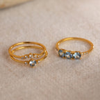 Aquamarine Stacking Ring Set in Silver