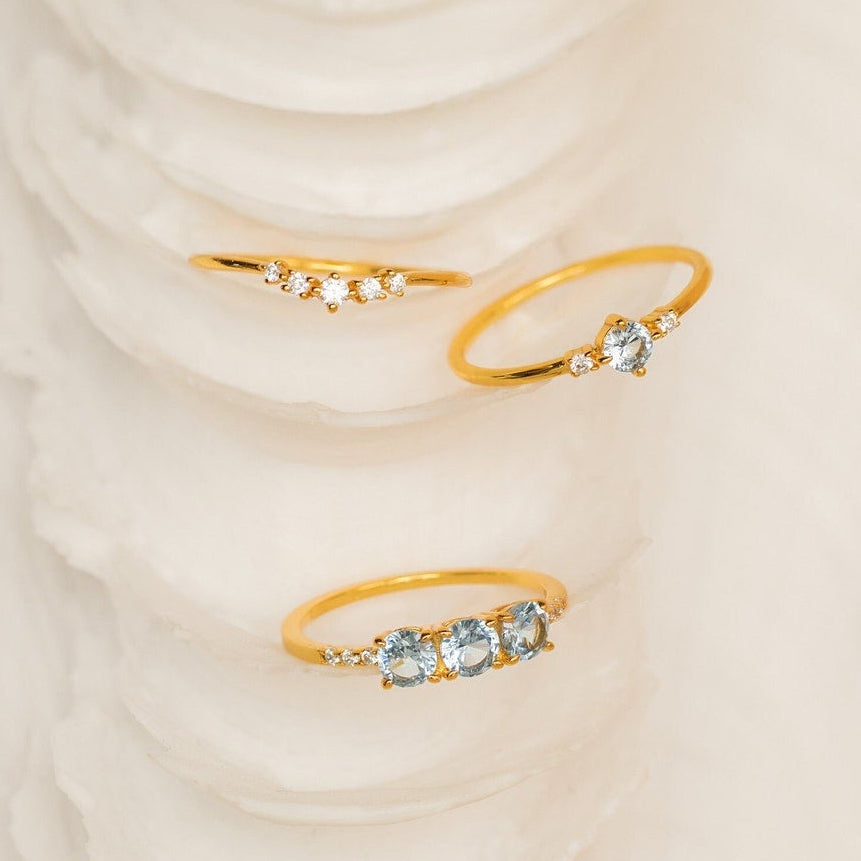 Aquamarine Stacking Ring Set in Silver