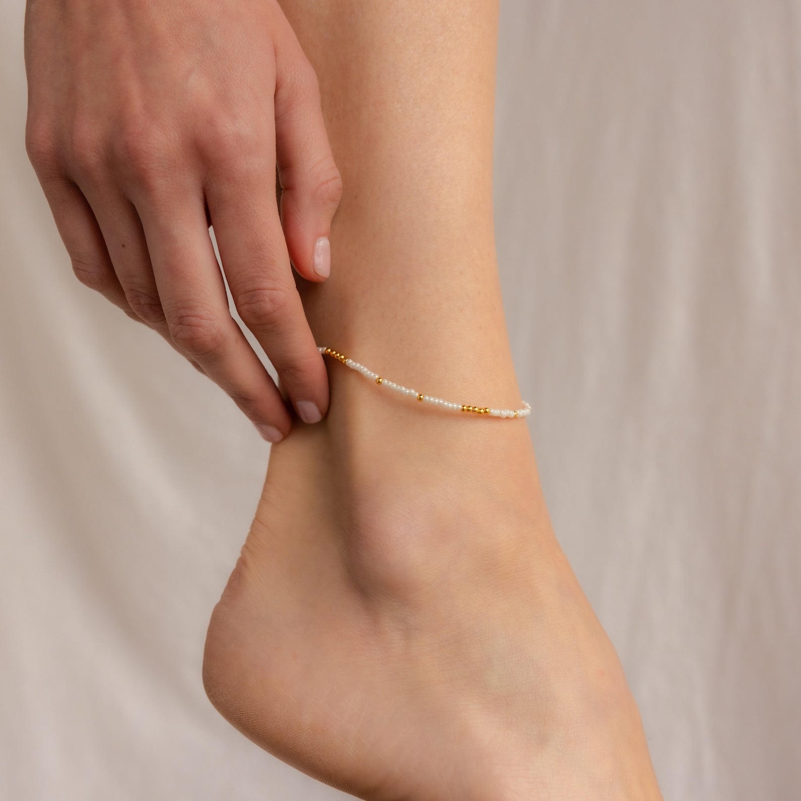 Dainty Pearl Beaded Anklet