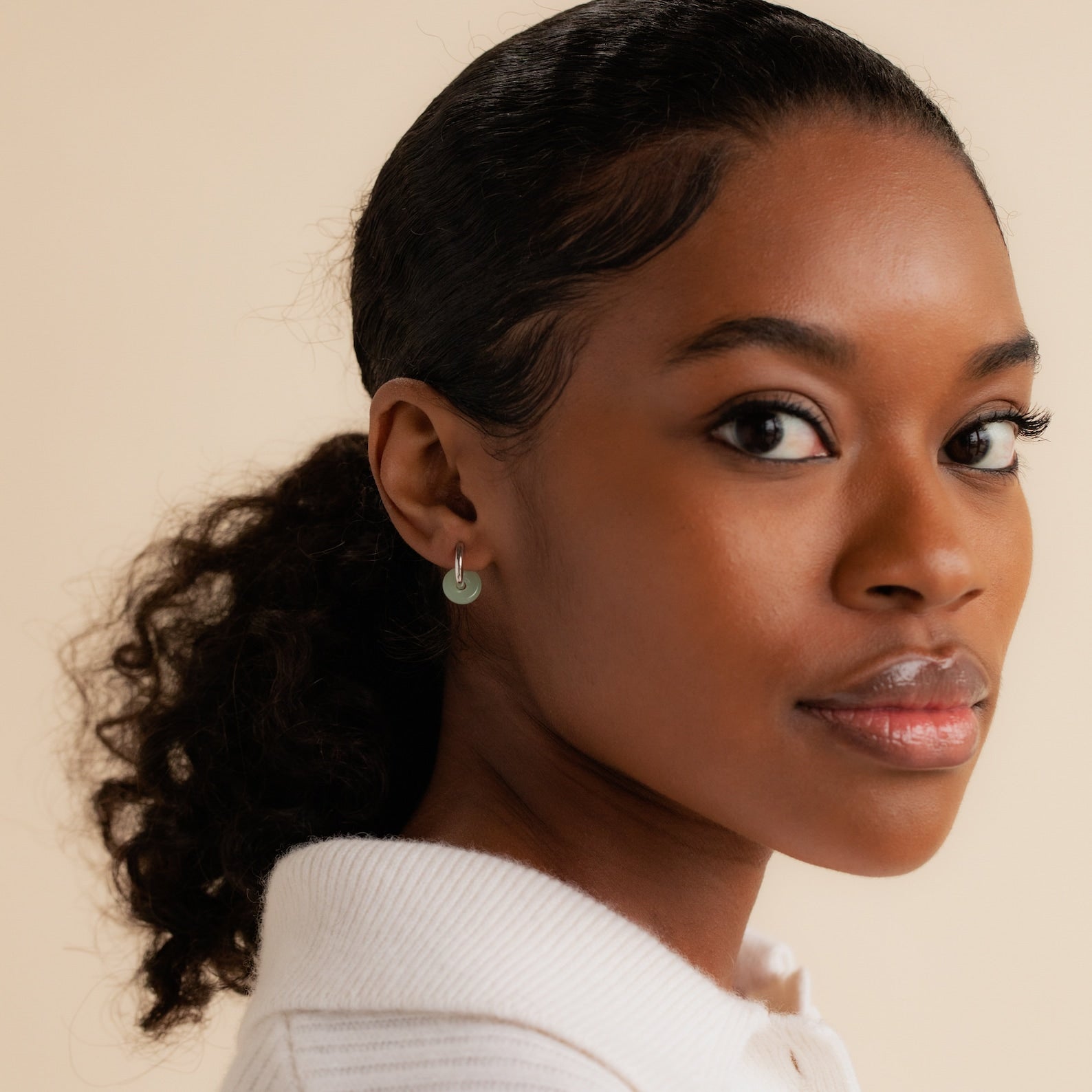 Dainty Jade Duo Hoops-Earrings-Caitlyn Minimalist