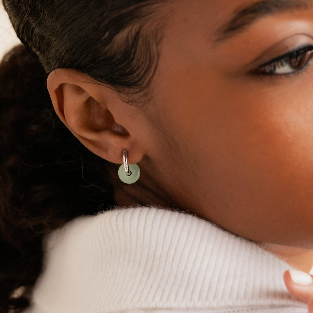 Dainty Jade Duo Hoops-Earrings-Caitlyn Minimalist