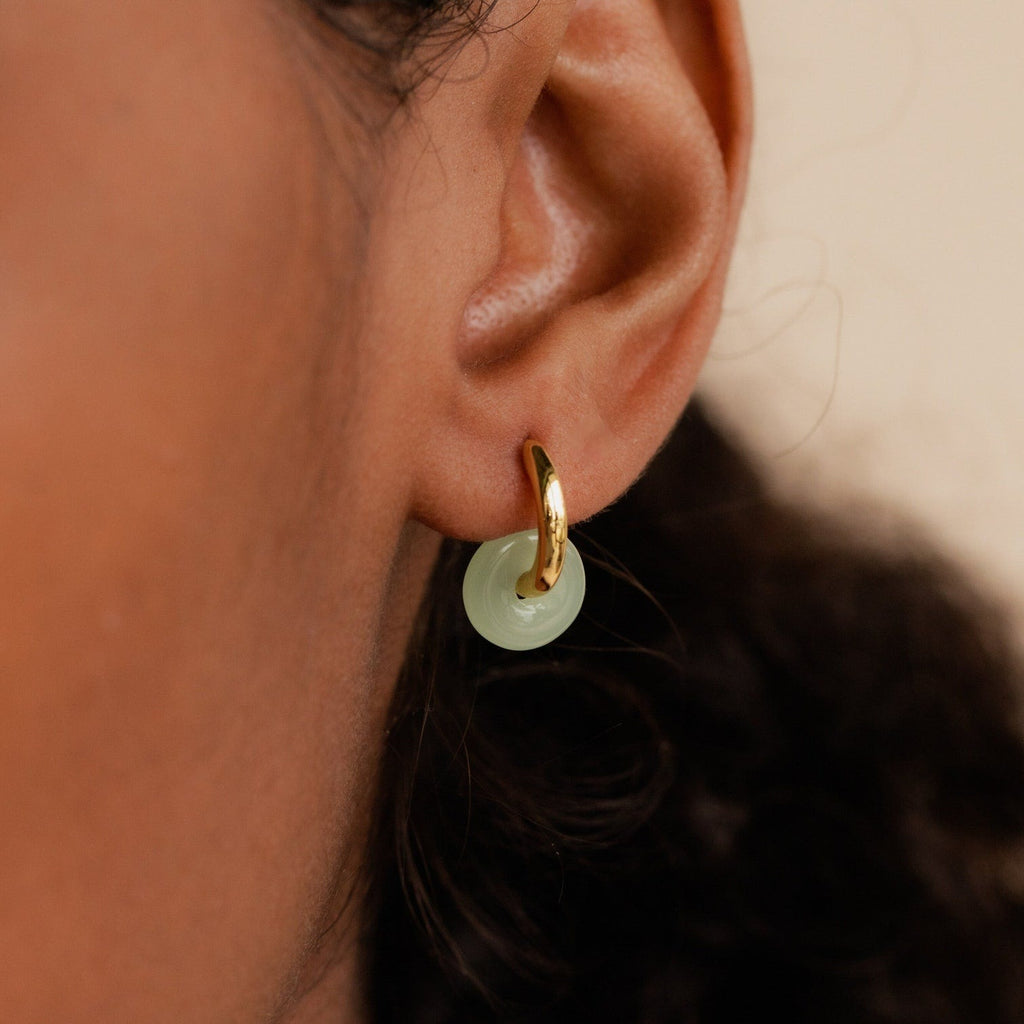 Dainty Jade Duo Hoops-Earrings-Caitlyn Minimalist
