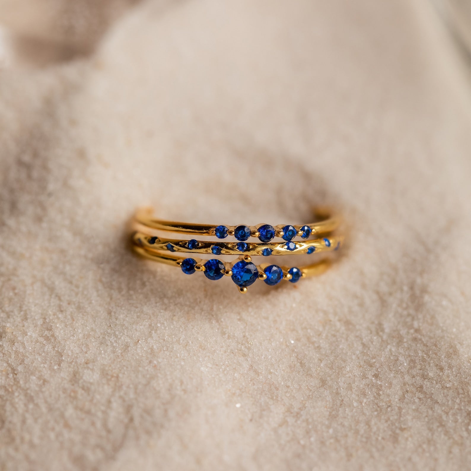 Dainty Sapphire Gemstone Stacking Ring Set | Caitlyn Minimalist