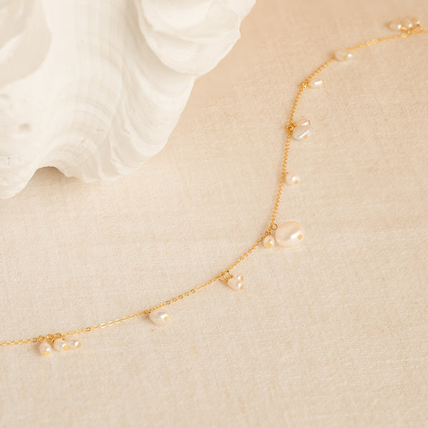 Baroque Pearl Drop Station Necklace | Caitlyn Minimalist
