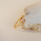 The Citrine Emerald Ring features an elegant gold band and a square emerald-cut citrine stone—an ideal choice for anyone with a November birthstone.