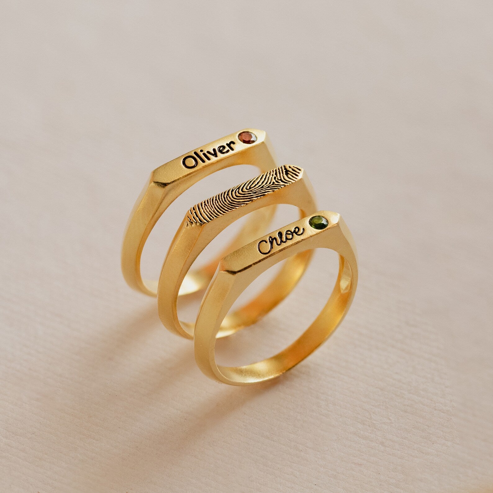 Name Rings Gold Color Heart Sprial Ring