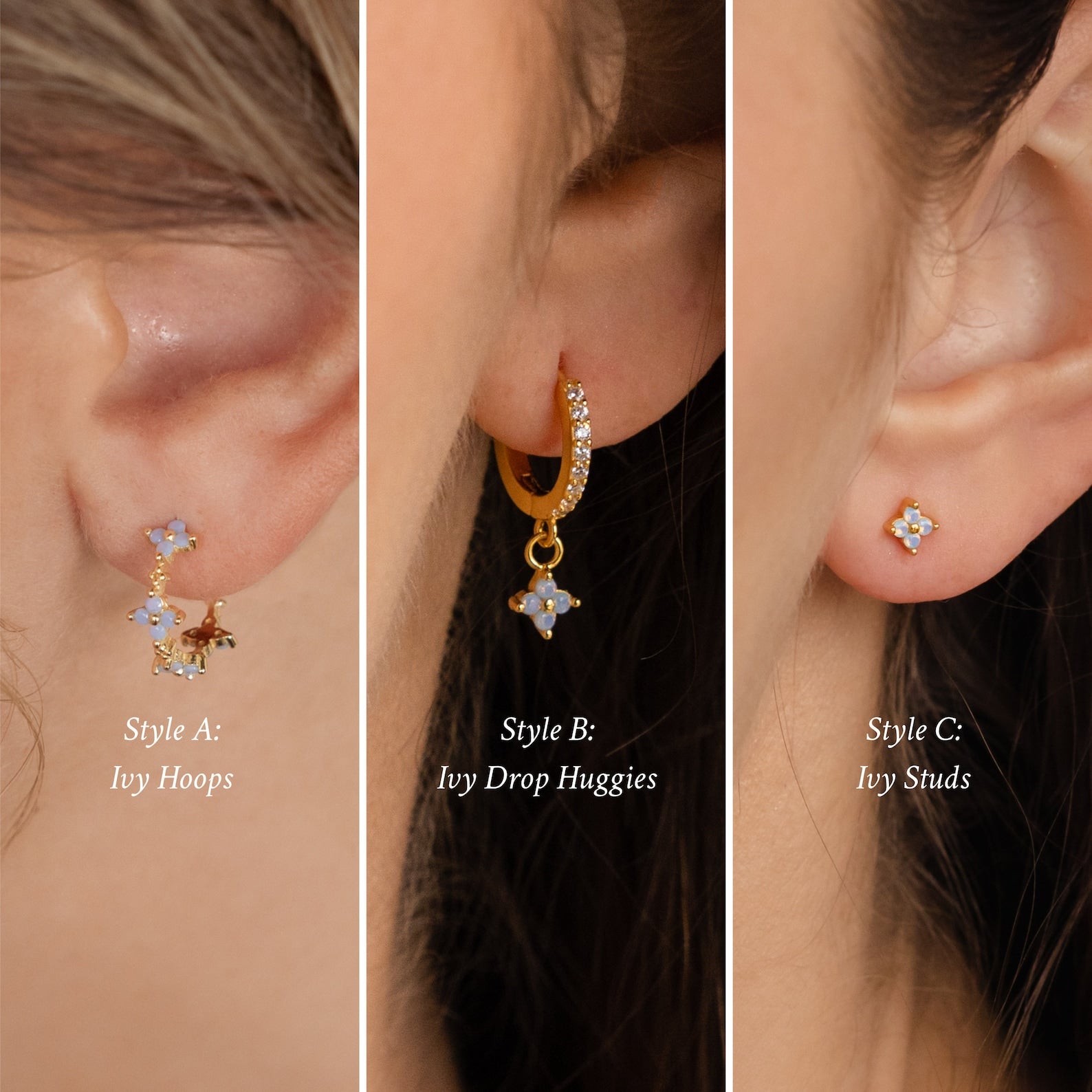 Neisha' Crystal Opal Earrings 14ct Gold - Black Star Opal