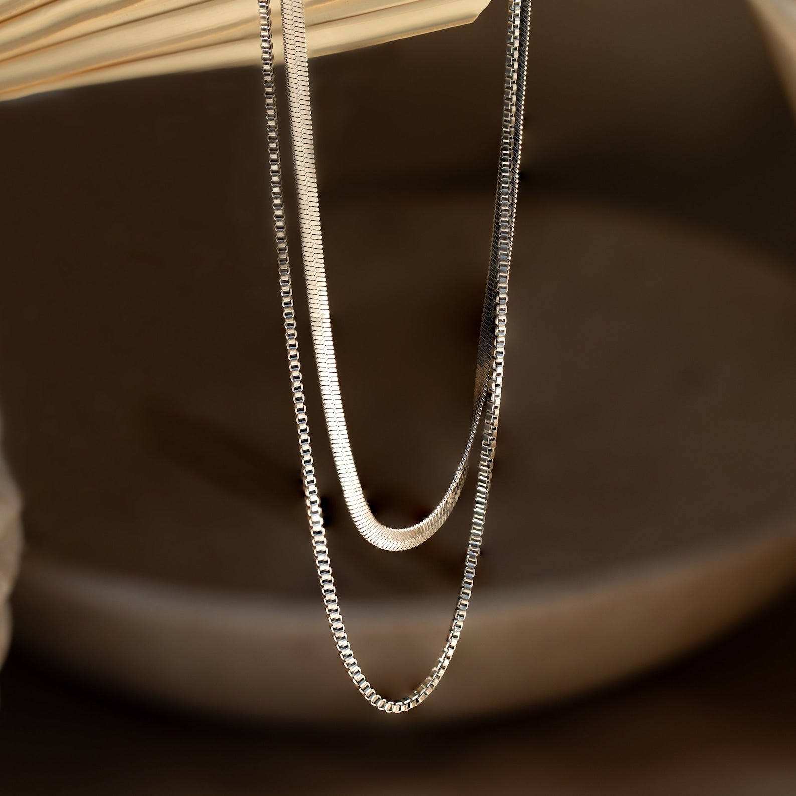 Herringbone Duo Chain Necklace | Caitlyn Minimalist
