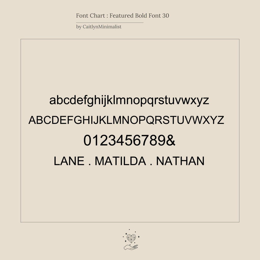 3D Name Band displaying a featured bold font 30 with uppercase, lowercase, numbers, and example names in black text.