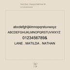 3D Name Band displaying a featured bold font 30 with uppercase, lowercase, numbers, and example names in black text.