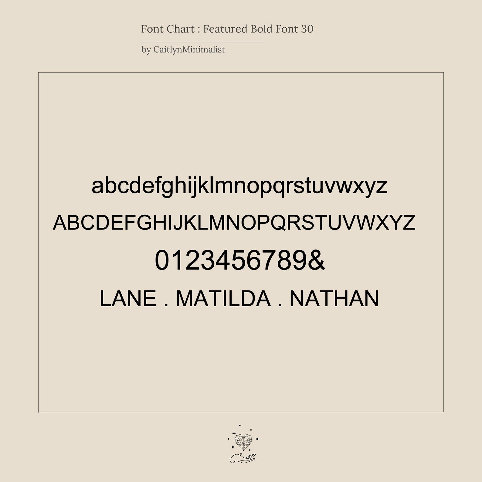 3D Name Band displaying a featured bold font 30 with uppercase, lowercase, numbers, and example names in black text.