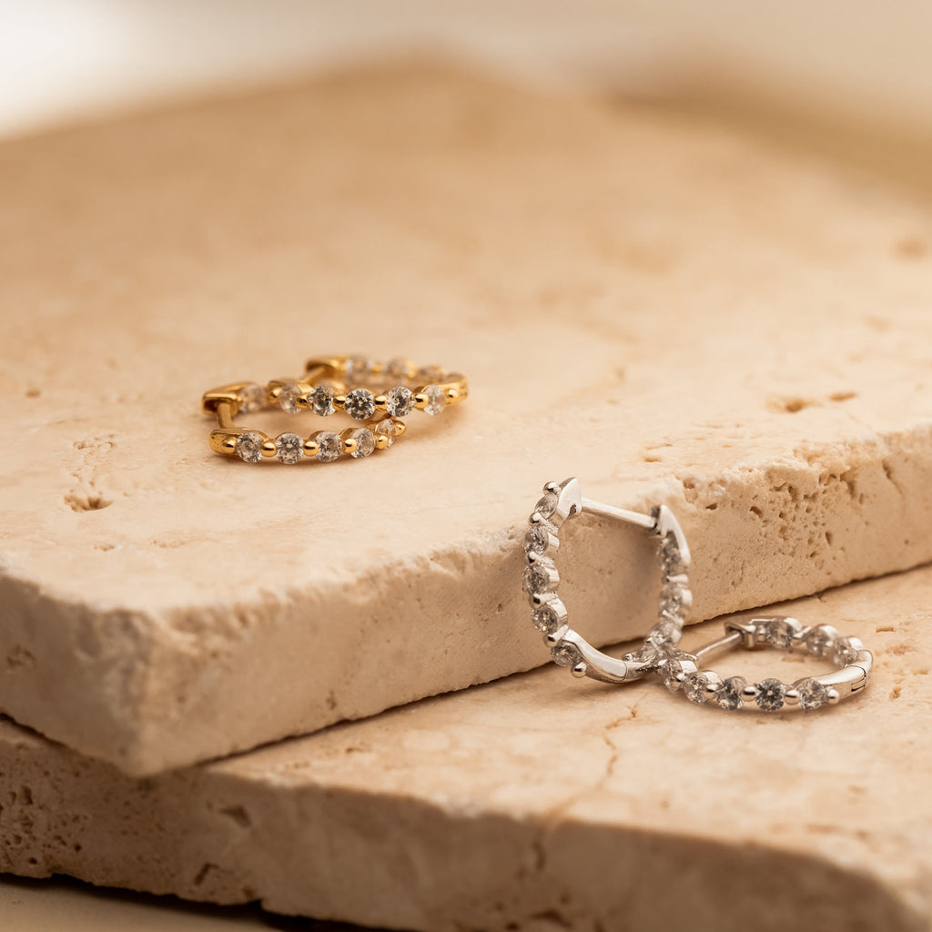 Inside Out Rings Inside Out Diamond Hoop Earrings in Sterling Silver | Caitlyn Minimalist