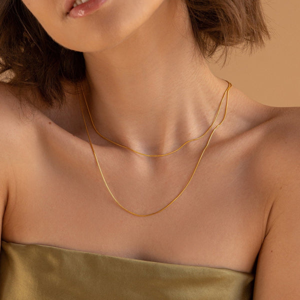 Super Thin Chain Necklace Layered Double Thin Snake Chain Necklace