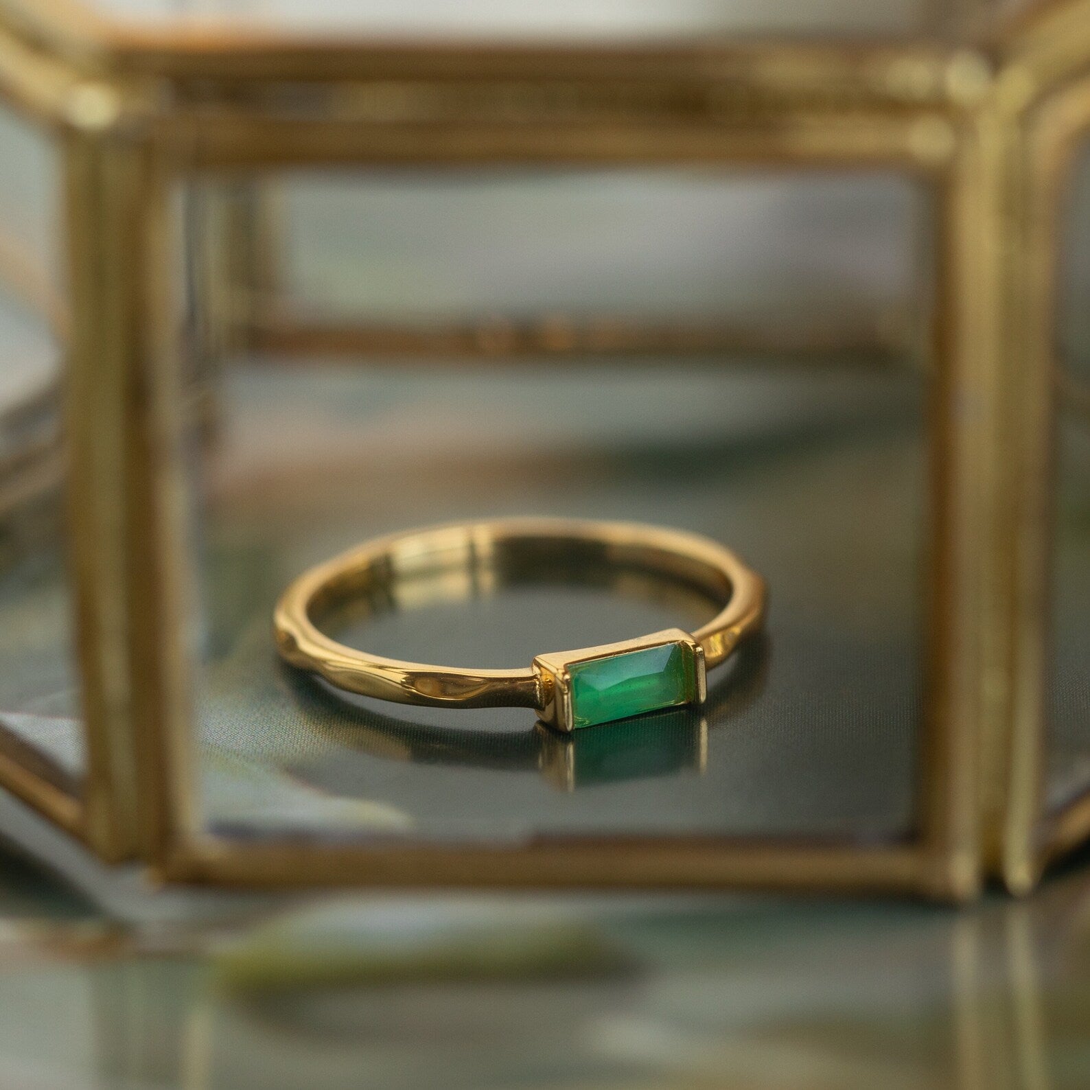 Jade Baguette Ring-Rings-Caitlyn Minimalist