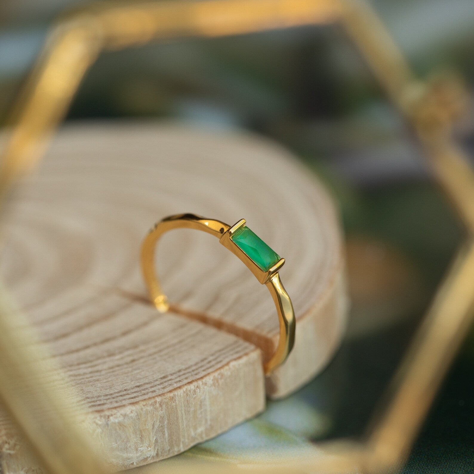 Jade Baguette Ring-Rings-Caitlyn Minimalist