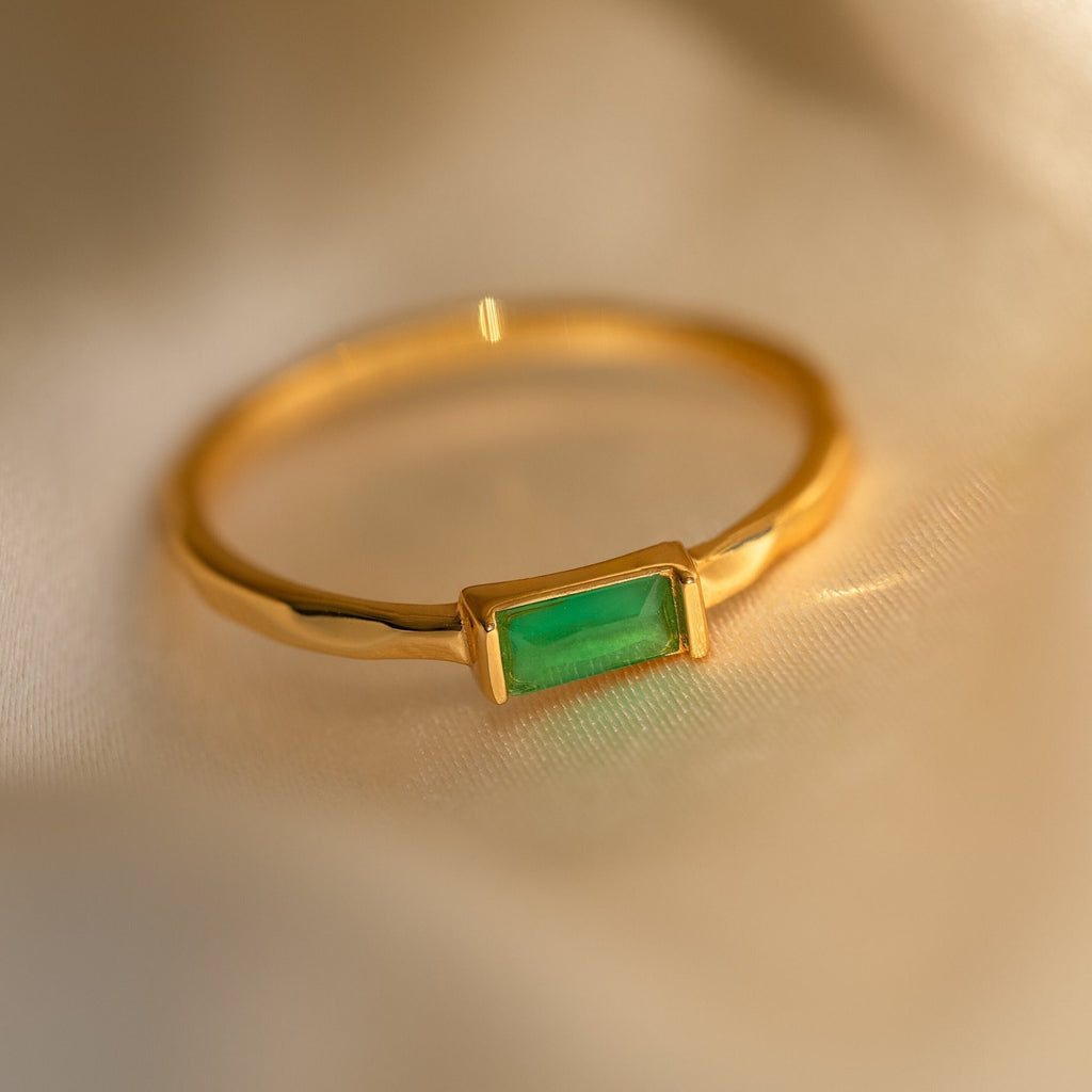 Jade Baguette Ring-Rings-Caitlyn Minimalist