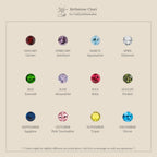 A screenshot of a chart featuring vibrant gemstones, ideal for selecting colorful options like the Vera Ruby Birthstone Huggies for gemstone or statement earring collections.