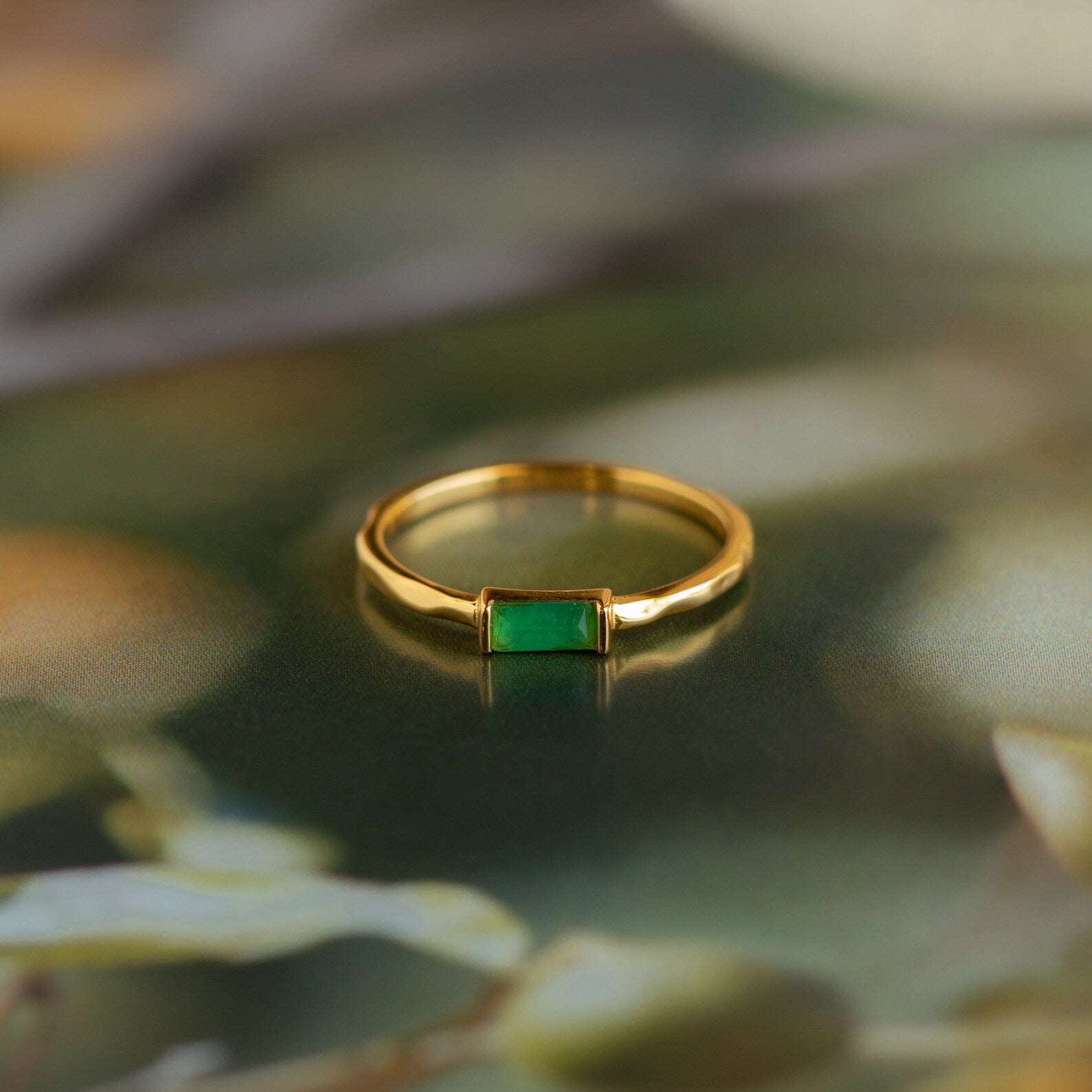 Jade Baguette Ring-Rings-Caitlyn Minimalist