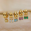 Dangling Gemstone Hoops