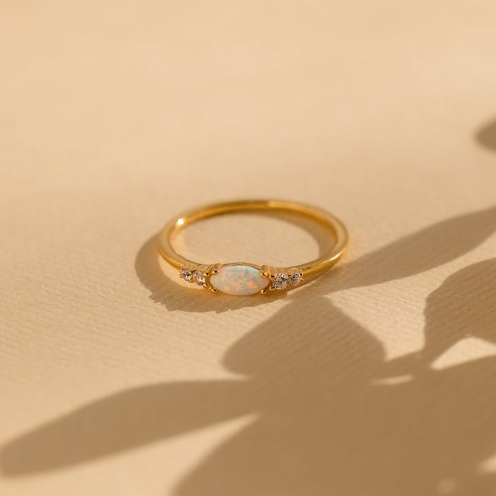 Marquise Opal Diamond Ring