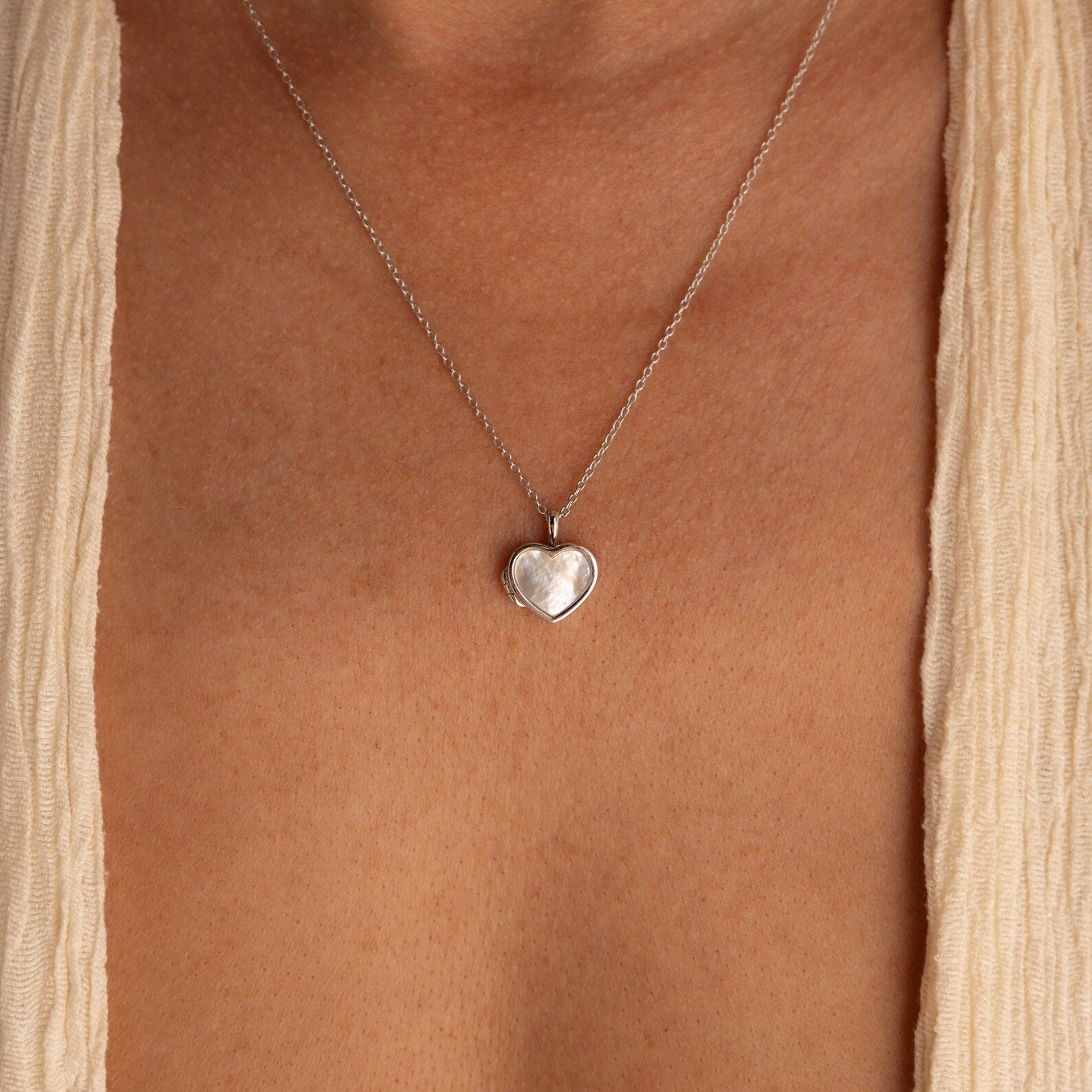 Pearl Heart Locket Necklace