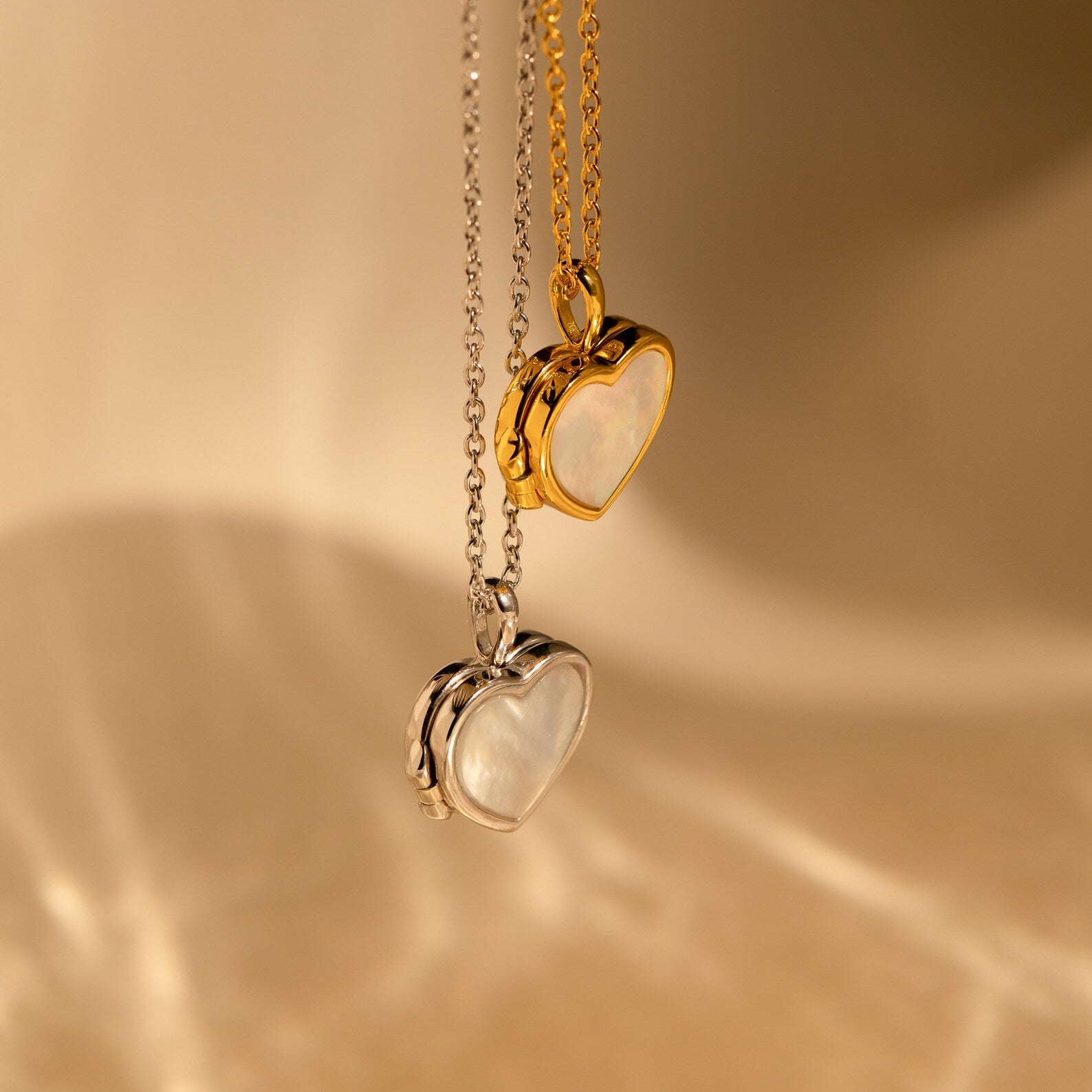 Mother of Pearl Heart Locket Necklace – Caitlyn Minimalist