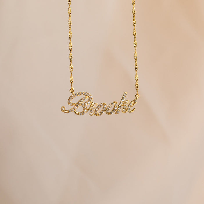 Elegant Pave Name Necklace