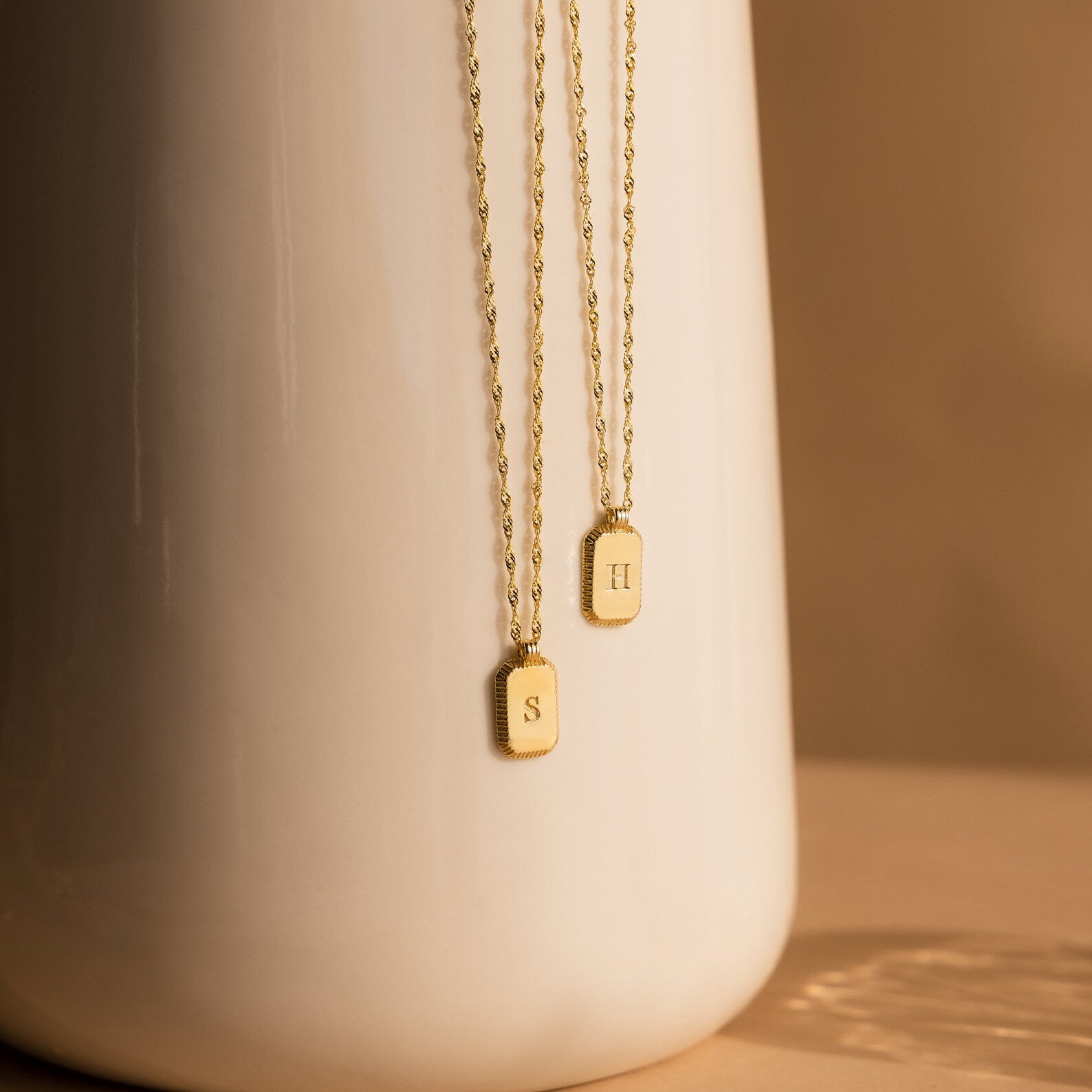 Newsletter Ribbed Initial Necklace