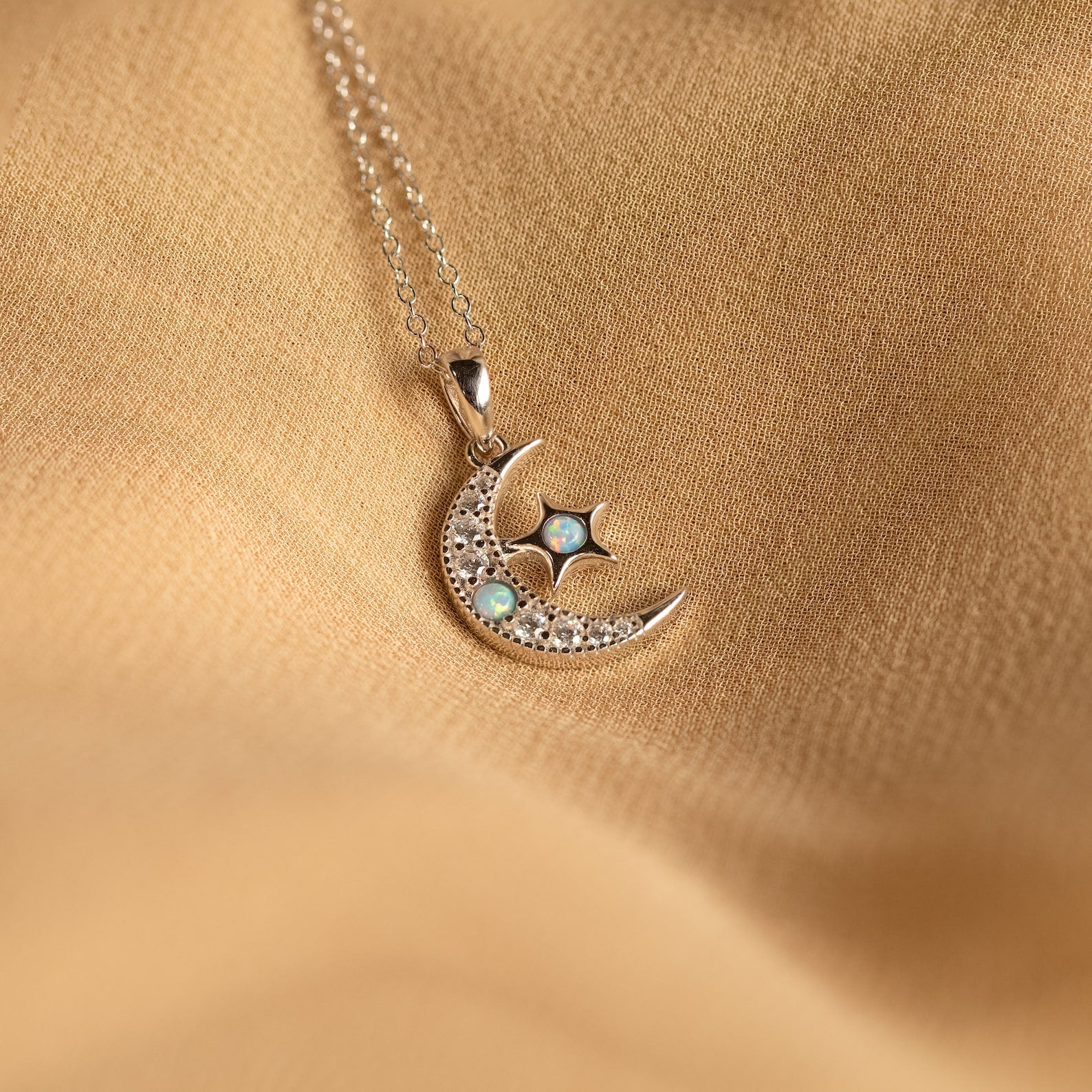 Opal Moon & Star Necklace