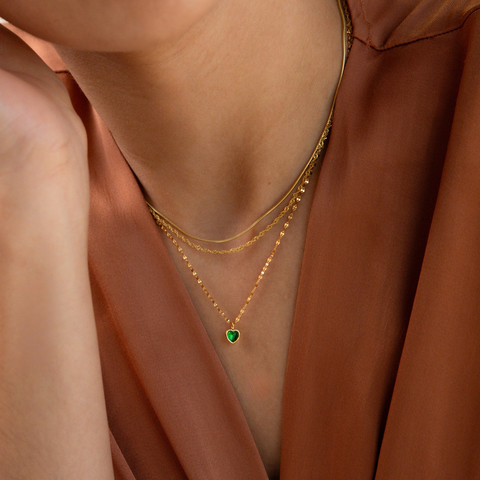 Tiny Jade Heart Necklace