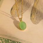 Jade Oval Pendant Necklace-Necklaces-Caitlyn Minimalist