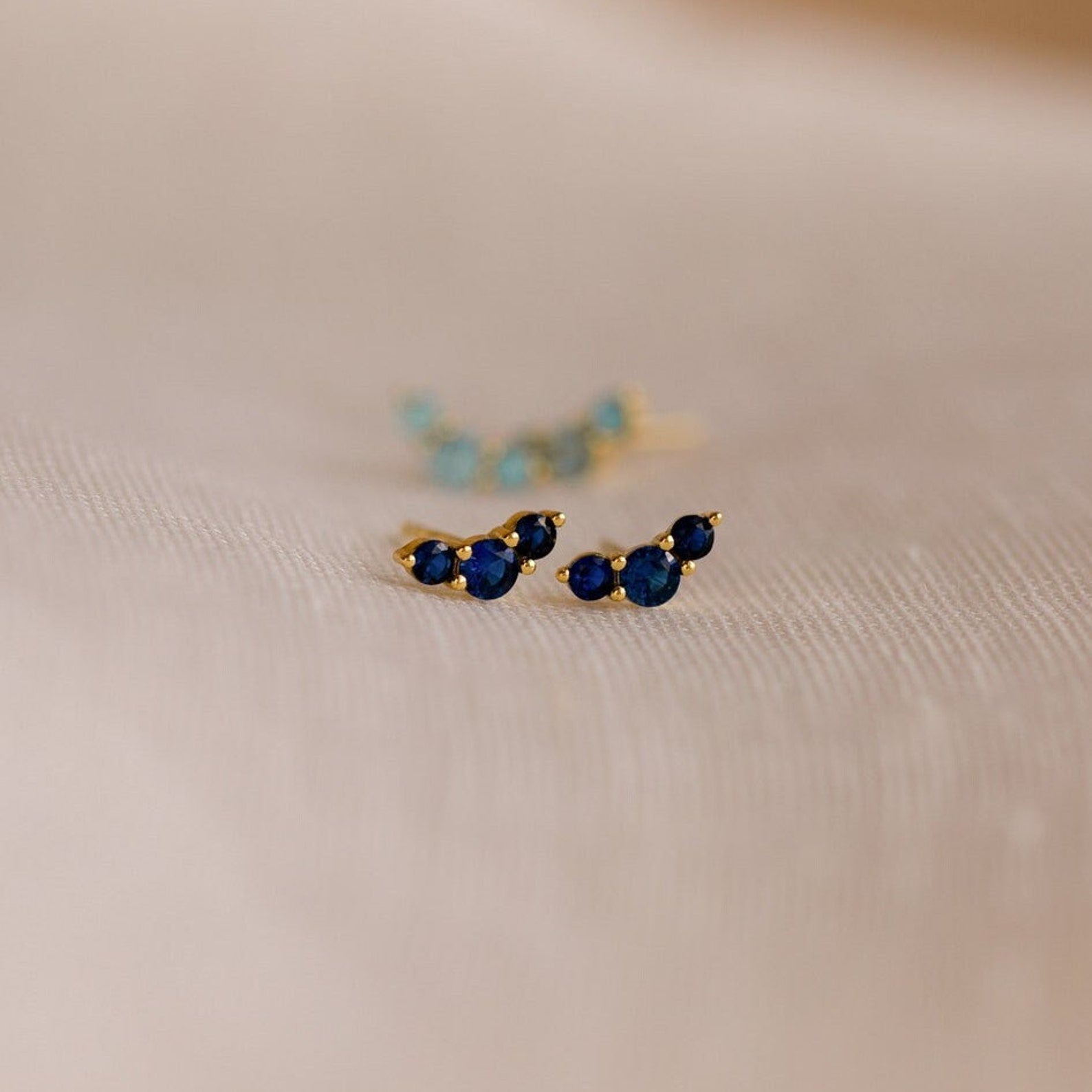 Blue Diamond Earrings Set Caitlyn Minimalist